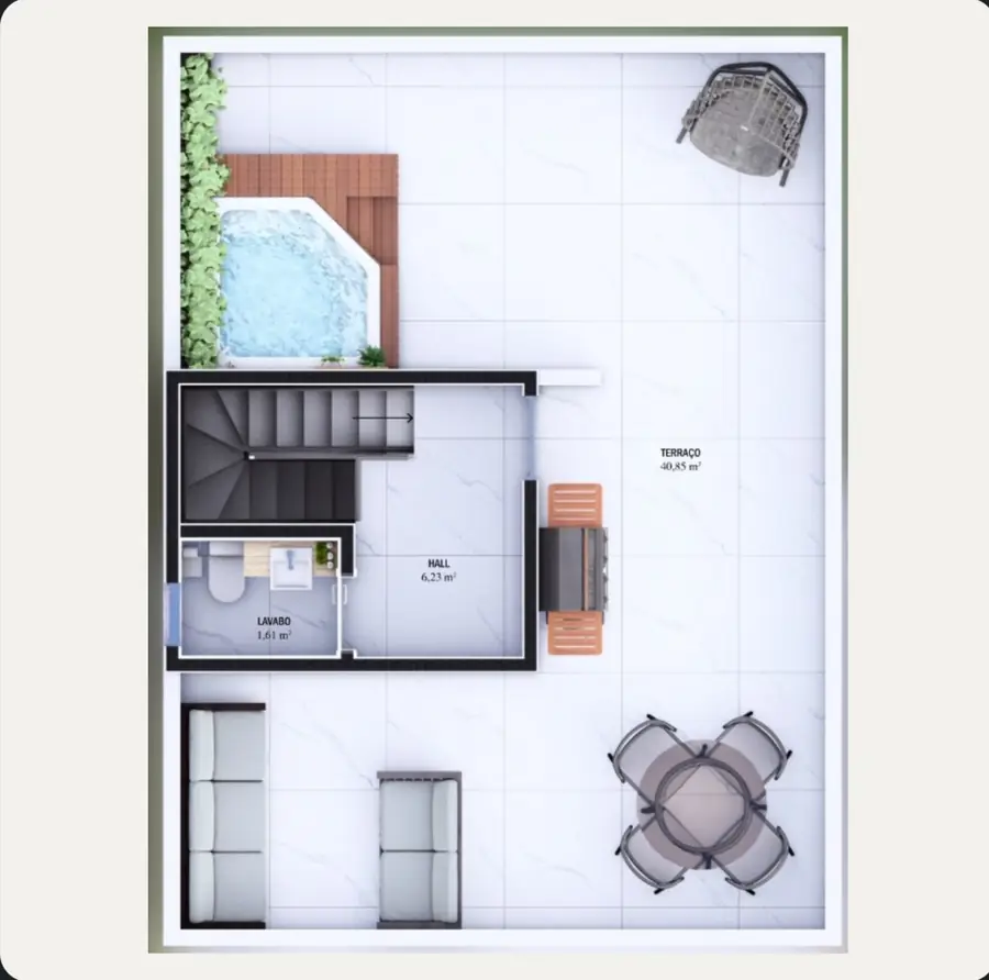 Casa 02 · terraço de 40,85 m² com hidromassagem
